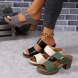 Dew A Word High-Heeling Slippers Women's New Coarse And Embossed Fashion Cool
