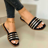 Sandals 2025 Summer New Flat Base Size 43 Hollow Outdoor Slippers
