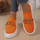 Bottom Flying Weaving Breathable Low-Top Single-Shoe Women's Chain Decoration Sleeve Lazy Happy Shoes