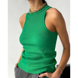 Zingj New Slim Rib Sleeveless T-Shirt Jacket Female Short Sexy Slim