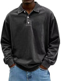 New Men's Casual Long-Sleeved Button-Down Shirt Polo