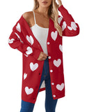 New Valentine's Day Love Knitted Cardigan V-Neck Button Long Coat Sweater