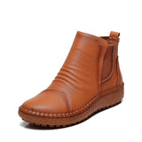 And Winter New Women's Shoes Winter Plus Velvet Leather Women's Boots Handmade Short Boots Women Flat Bottom Leisure Soft Bottom
