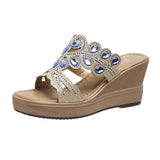 Slope And Cool Slippers Women's Spring And Summer Color Diamond Gentle Muller Shoes Rounded Toe Wearing Large-Size