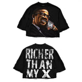 Cool Boy New English Before And After Printing 毛棉 Five-Sleeved T-Shirt Round Collar