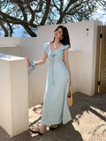 Xixi 13 Lines 2025 Summer New Elegant Temperament Lotus Leaf Side High Waist Thin Joint Dress