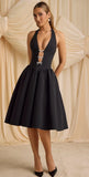 Spring And Summer New Hanging Neck Bow Deep V Bare Back Sexy Poneng Dress