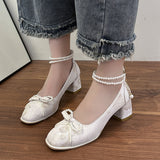 Women 2025 New Chinese Bow Pearl Chain Head Shallow Thick And Set Mary Treasure