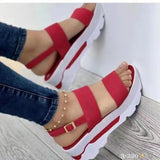 New Spring And Summer Sandals Women's Wide Face With Thick Bottom Slope And Leisure 43 Large Women's