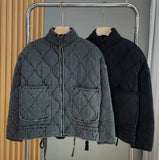 Women's Explosive Color Collar Big Pocket Collar With Belt Quilt Cotton