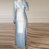 Zingj Fall 2023 New Round Collar Floral Long Sleeve Belt Shows Thin Hip Dress-Outfit
