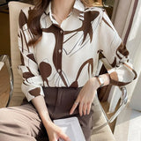 Women Shirt Long-sleeve Chiffon Blouse Women 2023 Spring New Womens Tops Printed Women Clothing Elegant and Youth Woman