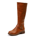 Wish Hot Autumn And Winter New Women's Boots Belt Buckle Side Zipper Side And Flat Bottom High-Heeled Knight