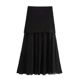 Women's ZA New Multi-Color Button Knitted Vest Vest Half-Skirt