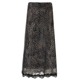 Zingj Wind Leopard Print Stitching Lace Lace Skirt Low Waist Draw Rope Contrast Color A Word Place Middle