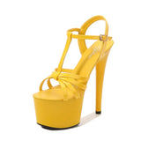 Zingj Patent Leather Sandals Special High Heels Heel Sexy 17CM Waterproof Platform Hate Day Superb High Slippers Female