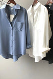 Vintage Blouse Women Autumn Long Sleeve Shirt Women Korean Style Loose Casual White Tops Solid Elegant Blusas All