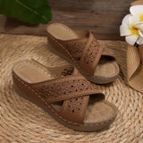 Summer New Women's Slope And Thick-Soled Slippers Large-Size Fish Mouth Leisure Thick-Soled Beach