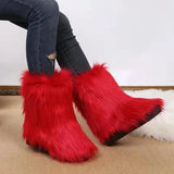 2025 New Flower Long-Haired Long-Haired Sleeve Snow Boots Women's Large Size Hairy Female