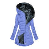 Wool Collar Zipper Long Sleeves To Keep Warm Hooded Coat Coat Cotton Women