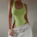 Zingj Style 2023 Summer Women's Solid Color Slim U-Neck Sleeveless Vest