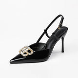 High Heels Women's Fine Heel 2025 New Water Drill B Letter Head Tip With Sandals French Single