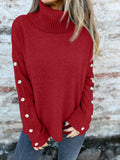 Women's Sweater In Autumn/Winter 2025 Casual High-Neck Button Sweater Knitted