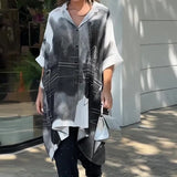 Zingj 2024 New Fashion Gradient Long Irregular Loose Shirt Jacket Women-Outfit