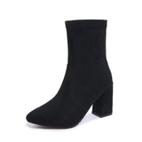 Velvet Short Boots Women Autumn And Winter New Fashion Tips High And Short Boots Thick And Elastic Thin