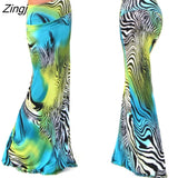 Spring Summer A-Line Elastic High-waist Long Pencil Skirt for Women 2023 Printed Maxi Skirt Faldas Largas Mujer Para