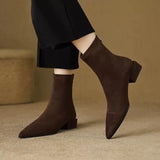 Light Luxury Base Elastic Skinny Boots Tip Thick And Simple Temperament Short Boots Retro Comfortable Casual Women