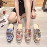 Women Sandals Platform Sandals Metal Decoration Baotou Pointed Toe Women's Outdoor Shoes Zapatos De Mujer Zapatos De