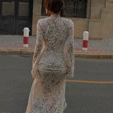 Zingj Early Autumn New Sexy Hot Girl Lace Splicing Fashion Street Slit Long Sleeve