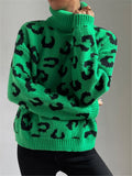 And Winter New High-Necked Knitted Leopard