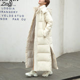Long Hood Down Parka Women Outwear Korean Casual Zipper Cotton-padded Jacket Coat Fashion Thick Warm Oversized Coat