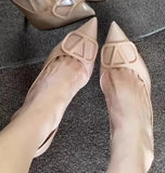 New Fine Heel Sharp Leather Famous High Heels V Buckle Side Of The Red Bare Color Light Temperament Single-Shoe