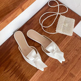 flat bow slippers women summer wear Baotou half slippers 2019 new fashion lazy sandals women's