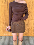 Xixi 13 Lines 2025 Autumn White Standard Commuter Thin High-Waist Temperament PU Short Leather Skirt Woman