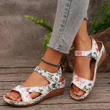 Asia Slope And Thick-Soled Sandals Women's Large-Size With Fish Mouth Magic Stick Beach Cool Drag Large Size Women's