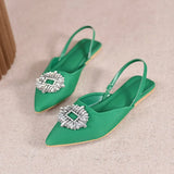 And South Korea Pingtou Tips Drill Sandals Women's New Baotou Velvet Flat Behind The Empty Single Shoes