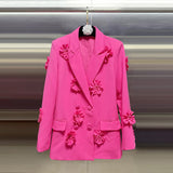 Chic Personality Suit 2025 Autumn New Heavy Industry Splicing Flowers Decoration Suit Jacket