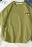 Women Short Sleeve Tees O-neck Embroidery All-match Basic Fashion Unisex Teenagers Leisure Soft Summer Simple