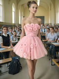 Spring 2025 New Fashion Sweet Three-Dimensional Mesh Flowers Splicing Design Tighten Bra Short Dress Dress