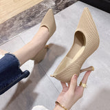 Red High-Heeled Shoes 2025 Spring And Autumn New Korean Version Of The Black Light Mouth Flying Tip Fine Heel Single Shoes