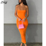 Women Casual Summer Spaghetti Strap Bodycon Dress Fashion Solid Color Sleeveless Backless Slim Fit Sling Long