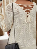 Women's Sweater Tying Back Hollow Knitted V-Neck Top