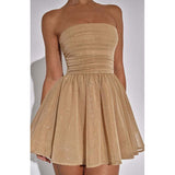 Sexy Shoulderless Strap-Less Braided Sleeveless Body-Cuffed Dress Super Short Skirt Black Small