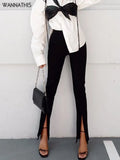 Sexy Casual Pencil Pants Women Trousers Autumn Elegant High Waist Hem Zipper Split Slim Pants 2020 Fashion