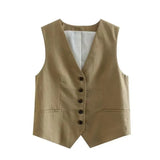 Autumn Style New Style Tooling Style Solid Color Slim Vest Shorts Leisure