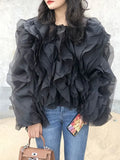 Design Sense Women's Shirt 2025 Autumn And Winter New Fashion Fashion Lotus Leaf Side Long-Sleeved Top